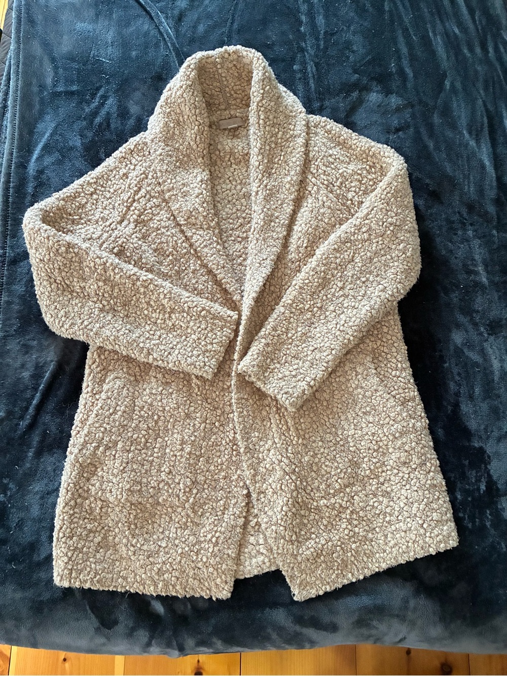 Barefoot Dreams Taupe Sherpa Open-Front Cardigan